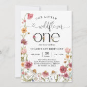 Wildflower Fairy One Girl 1st Birthday Invitation (Devant)