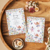 Wildflower Fairy Vlinder 3e verjaardag uitnodiging