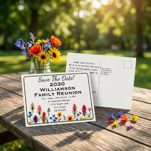Wildflower Familie Reünie Sla de Datum Vrij Uitnod Feestdagenkaart
