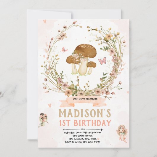 Wildflower feeënuitnodiging kaart (Voorkant)