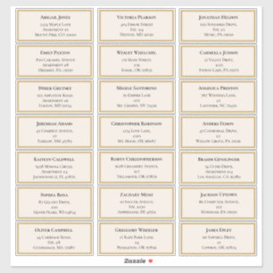 Wildflower Fern Beige Gold Wedding Guest Adres Sticker