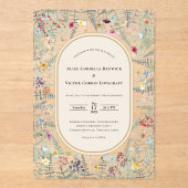  Wildflower Fern beige Wedding Acryl Uitnodigingen (Voorkant)