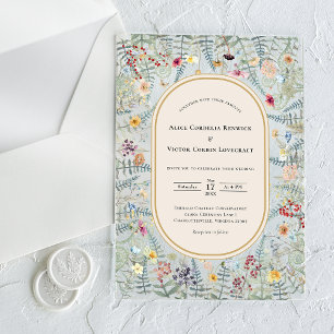 Wildflower Fern beige Wedding Acryl Uitnodigingen