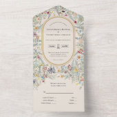 Wildflower Fern beige Wedding All In One Uitnodiging (Binnen)