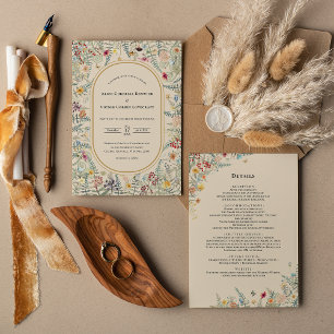 Wildflower Fern Beige Wedding Details en Kaart