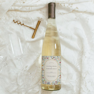 Wildflower Fern beige Wedding Wijn Etiket