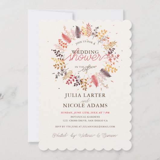 Wildflower Fern Mushroom gebladerte bruiloft douch Kaart (Voorkant)