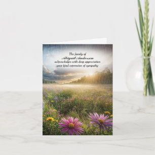 Wildflower Field in Rain Sympathy Thank You Card Kaart