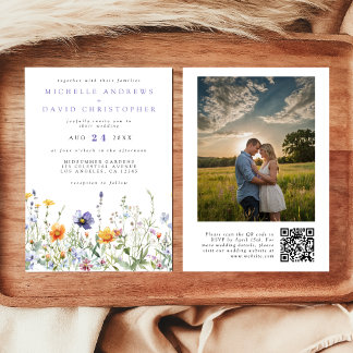 Wildflower Field QR Code Trouwfoto Kaart