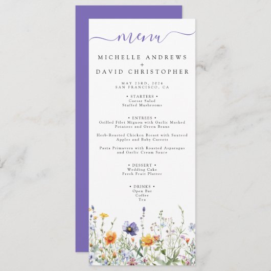 Wildflower Field Wedding Menu (Voorkant / Achterkant)