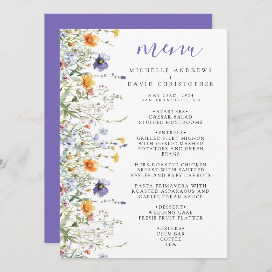 Wildflower Field Wedding Menu (Voorkant / Achterkant)