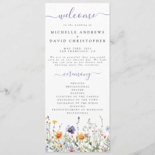 Wildflower Field Wedding Programma (Voorkant)