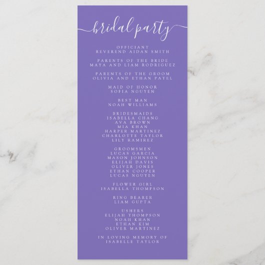 Wildflower Field Wedding Programma (Achterkant)