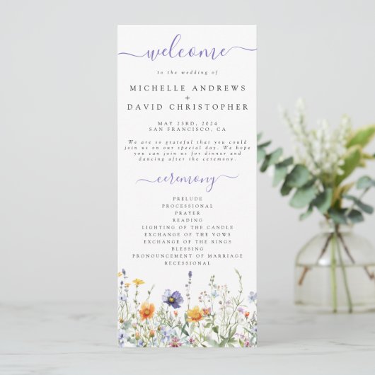 Wildflower Field Wedding Programma (Staand voorkant)