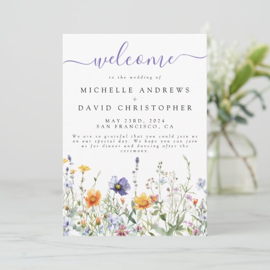 Wildflower Field Wedding Programma (Staand voorkant)