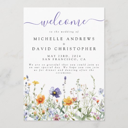 Wildflower Field Wedding Programma (Voorkant)