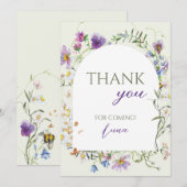 Wildflower First Birthday Bedankkaart (Voorkant / Achterkant)