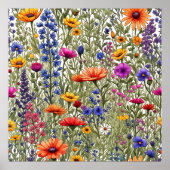 Wildflower Floral All-Over Print Poster (Voorkant)