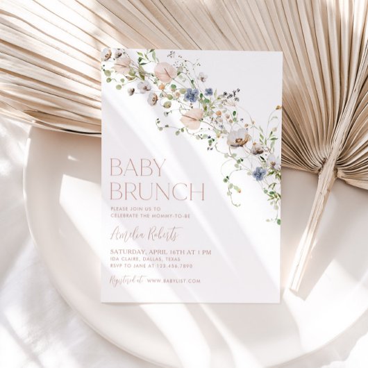 Wildflower Floral Baby Brunch Uitnodiging