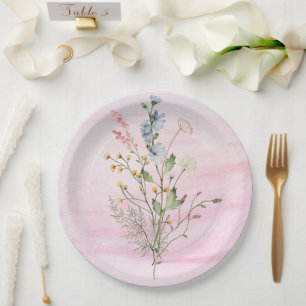 Wildflower Floral Baby shower Trouwpapier Bord