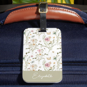 Wildflower Floral gepersonaliseerde naam Bagagelabel