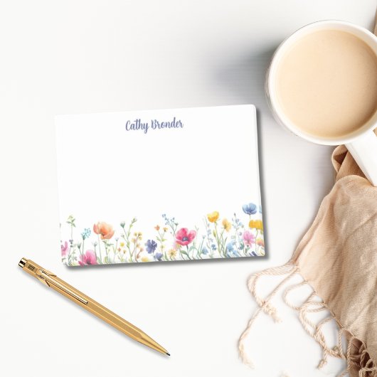 Wildflower Floral gepersonaliseerde naam briefpapi Post-it® Notes