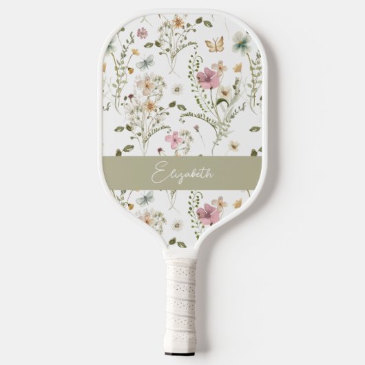 Wildflower Floral gepersonaliseerde naam Pickleball Paddle (Achterkant)