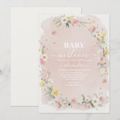 Wildflower Floral Lijst Baby shower Kaart (Voorkant / Achterkant)