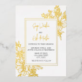 Wildflower Floral Lijst Wedding Gold Folie Uitnodiging (Voorkant)