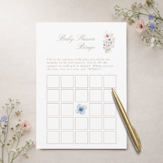 Wildflower Floral Meadow Baby Shower Bingo Card Kaart