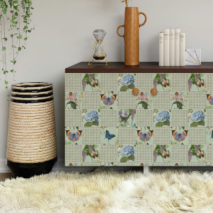 Wildflower Floral Meadow Sage Check Decoupage Tissuepapier