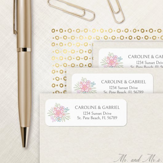 Wildflower Floral Wedding Address Label