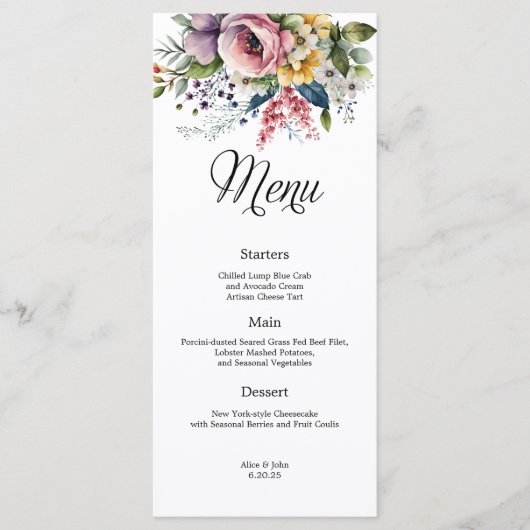 Wildflower Floral Wedding Menu (Voorkant)