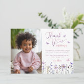 Wildflower Foto Verjaardag Bedankt Card (Staand voorkant)