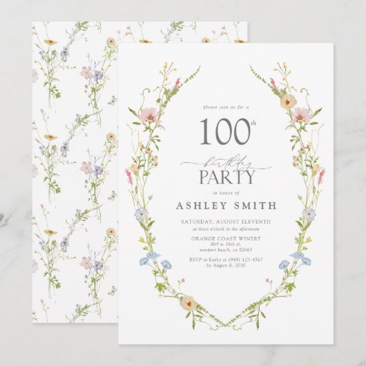 Wildflower Garden 100e verjaardagsfeestje Waterver Kaart (Voorkant / Achterkant)