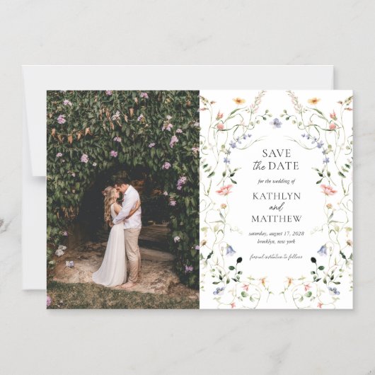 Wildflower Garden bloemenkrans Bewaar de datum Magnetische Uitnodiging (Voorkant)