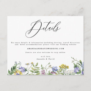 Wildflower Garden Boho Wedding Details Card Informatiekaartje