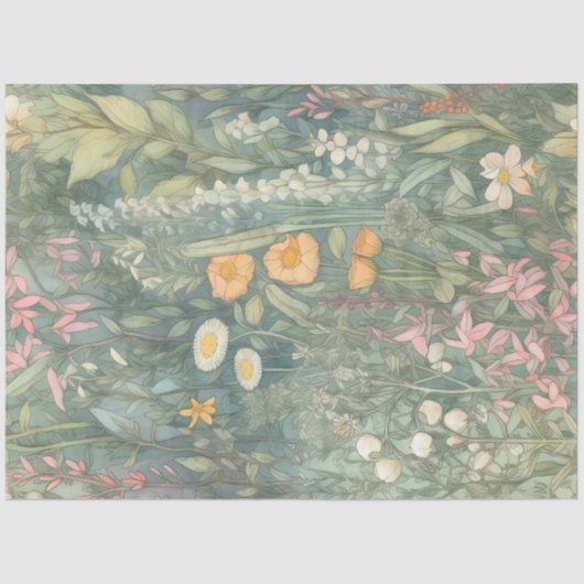  Wildflower Garden Botanische Decoupage Tissuepapier (Voorkant)