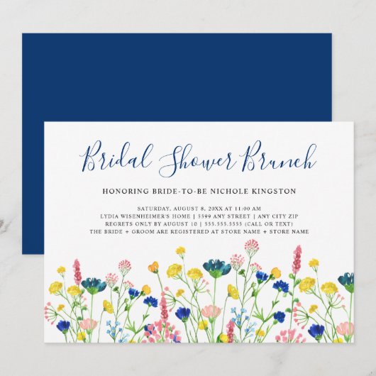 Wildflower Garden Bridal Shower Brunch Invitation (Devant / Derrière)