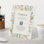 Wildflower Garden Charm Baby Shower QR Code Reclamebord Met Voetstuk (Insitu)