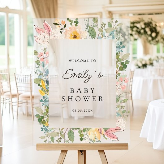 Wildflower Garden Charm | Baby shower Welkom Acryl Bord