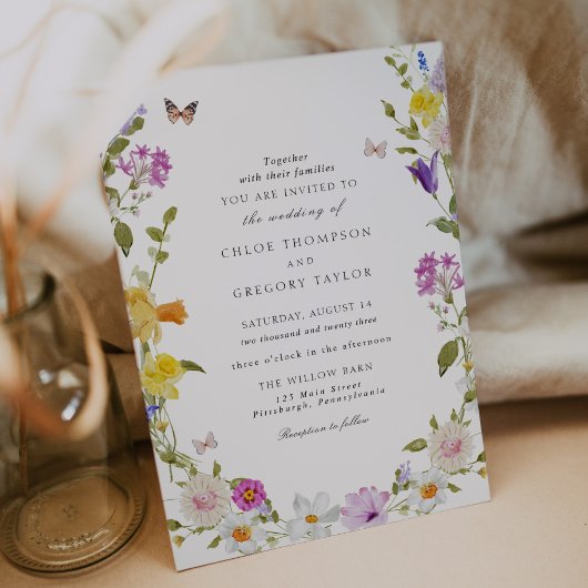 Wildflower Garden Elegant Bruiloft Kaart