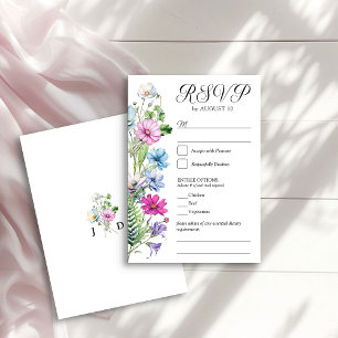 Wildflower Garden Floral Bruiloft en Entree optie RSVP Kaartje
