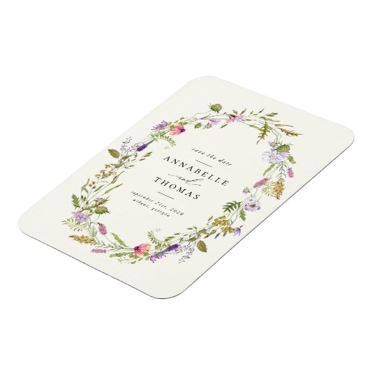 Wildflower Garden krans bruiloft Save the Date Magneet (Linkerzijde)