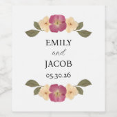 Wildflower Garden Party Boho Gepersonaliseerde bru Wijn Etiket (Enkel label)