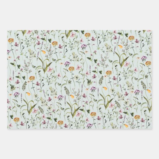 Wildflower Garden Pattern Inpakpapier Vel (Voorkant 3)