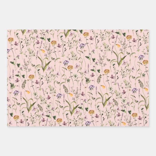 Wildflower Garden Pattern Inpakpapier Vel (Voorkant 2)