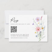 Wildflower Garden QR Code Wedding RSVP Card (Devant)