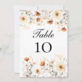 Wildflower geel beige bruiloft tafel nummer Kaart (Voorkant)