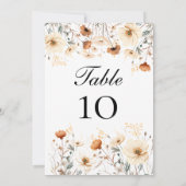 Wildflower geel beige bruiloft tafel nummer Kaart (Achterkant)